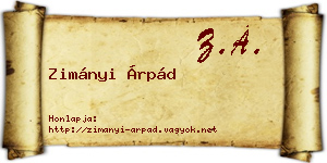 Zimányi Árpád névjegykártya